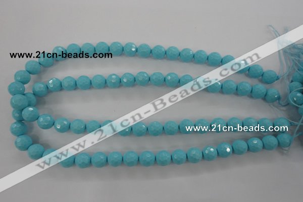 CTU913 15.5 inches 10mm faceted round synthetic turquoise beads