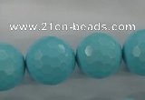 CTU915 15.5 inches 14mm faceted round synthetic turquoise beads