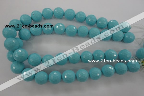 CTU915 15.5 inches 14mm faceted round synthetic turquoise beads