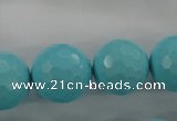 CTU916 15.5 inches 16mm faceted round synthetic turquoise beads