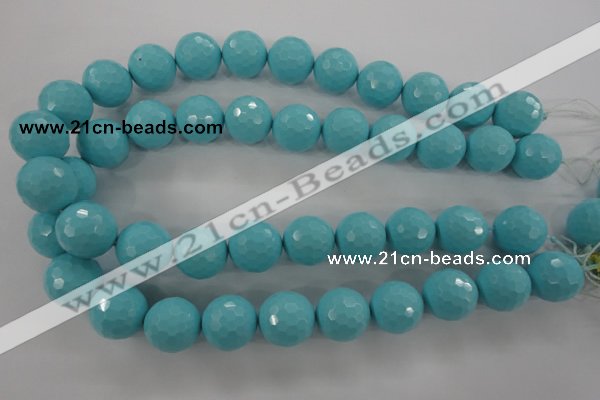 CTU916 15.5 inches 16mm faceted round synthetic turquoise beads