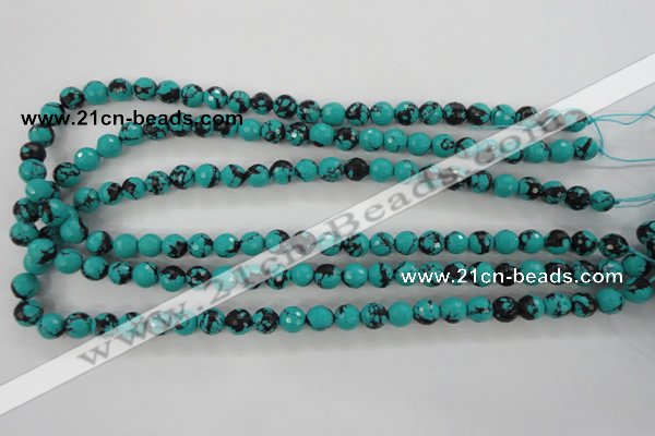 CTU932 15.5 inches 8mm faceted round synthetic turquoise beads