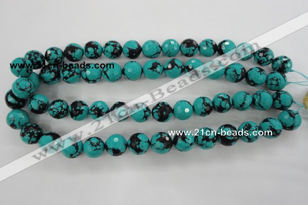 CTU935 15.5 inches 14mm faceted round synthetic turquoise beads