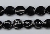 CTW03 15.5 inches 12mm twisted coin black agate beads wholesale