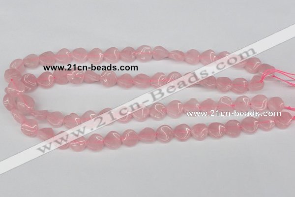 CTW04 15.5 inches 12mm twisted coin rose quartz beads wholesale