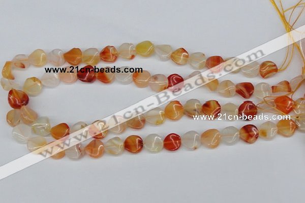 CTW05 15.5 inches 12mm twisted coin agate gemstone beads wholesale