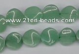 CTW07 15.5 inches 12mm twisted coin green aventurine beads wholesale