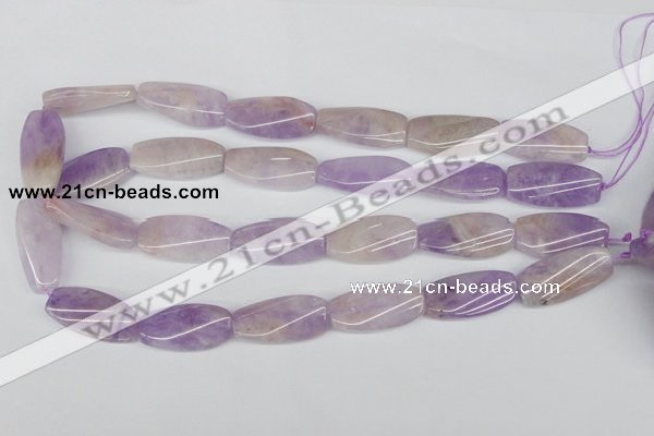 CTW100 15.5 inches 15*30mm twisted rectangle lavender amethyst beads