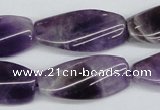 CTW102  15.5 inches 15*30mm twisted rectangle amethyst beads