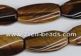 CTW103 15.5 inches 15*30mm twisted rectangle tiger eye beads