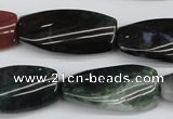 CTW105  15.5 inches 15*30mm twisted rectangle moss agate beads