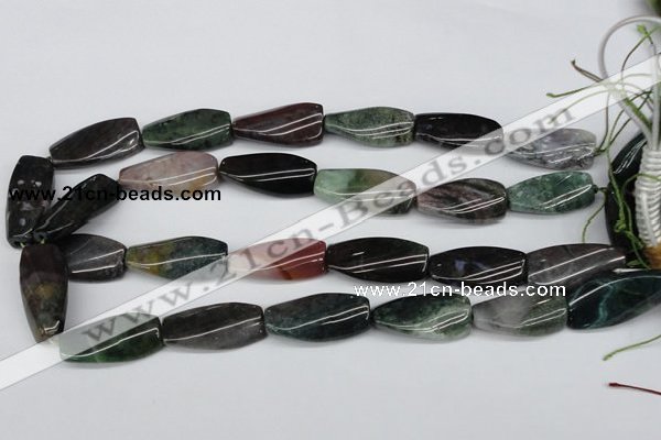 CTW105  15.5 inches 15*30mm twisted rectangle moss agate beads