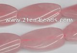 CTW106 15.5 inches 15*30mm twisted rectangle rose quartz beads