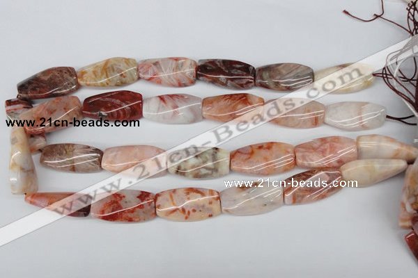 CTW107 15.5 inches 15*30mm twisted rectangle agate beads wholesale