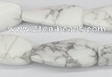 CTW109 15.5 inches 15*30mm twisted rectangle white howlite beads