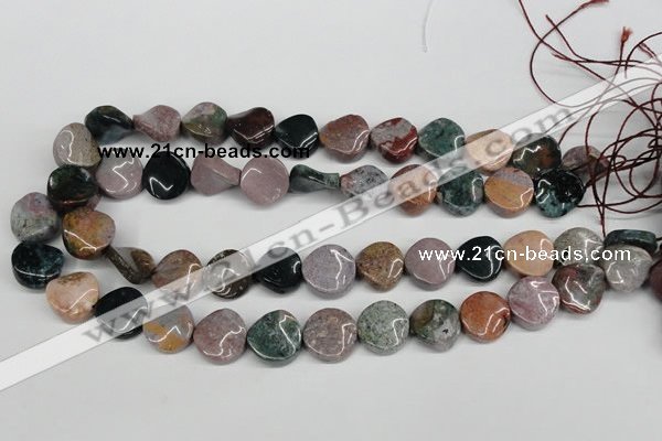 CTW11 15.5 inches 16mm twisted coin Indian agate beads wholesale