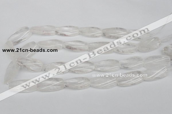 CTW110 15.5 inches 15*30mm twisted rectangle white crystal beads