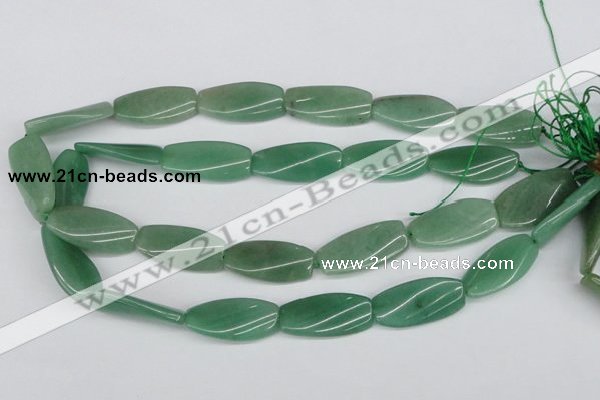 CTW111 15.5 inches 15*30mm twisted rectangle green aventurine beads