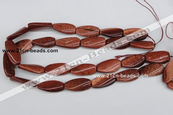 CTW112 15.5 inches 15*30mm twisted rectangle goldstone beads