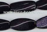 CTW118 15.5 inches 15*30mm twisted rectangle blue goldstone beads