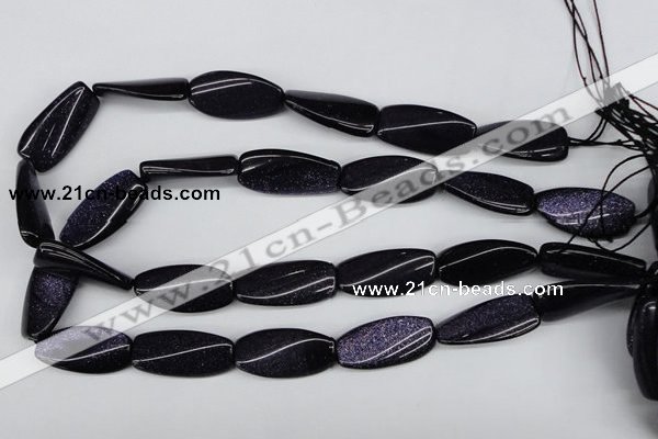 CTW118 15.5 inches 15*30mm twisted rectangle blue goldstone beads