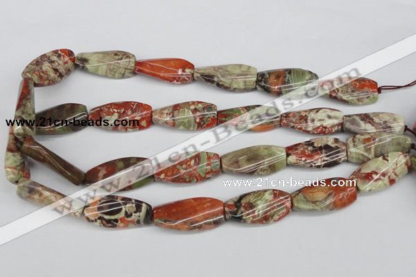 CTW119 15.5 inches 15*30mm twisted rectangle rainforest agate beads