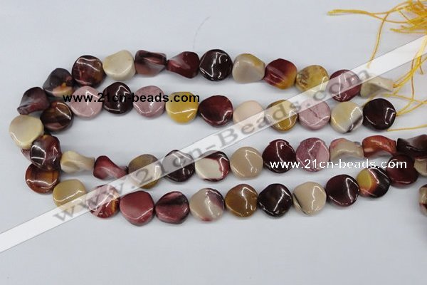 CTW12 15.5 inches 16mm twisted coin mookaite gemstone beads