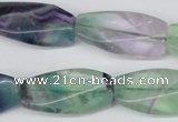 CTW121 15.5 inches 15*30mm twisted rectangle fluorite gemstone beads