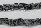 CTW122 15.5 inches 10*20mm twisted trihedron snowflake obsidian beads