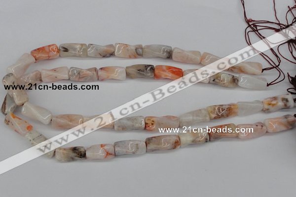 CTW124 15.5 inches 9*20mm twisted trihedron agate gemstone beads