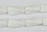 CTW127 15.5 inches 9*20mm twisted trihedron white agate beads