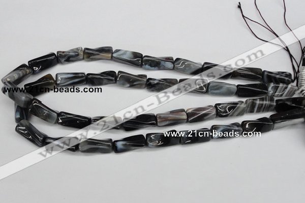 CTW128 15.5 inches 9*20mm twisted trihedron madagascar agate beads