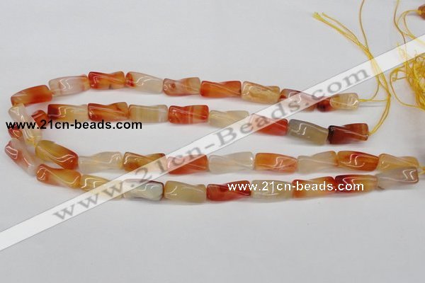 CTW130 15.5 inches 10*20mm twisted trihedron agate gemstone beads