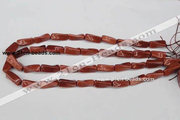 CTW132 15.5 inches 10*20mm twisted trihedron goldstone beads