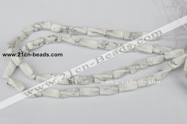 CTW134 15.5 inches 9*20mm twisted trihedron white howlite beads