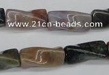 CTW136 15.5 inches 9*20mm twisted trihedron Indian agate beads