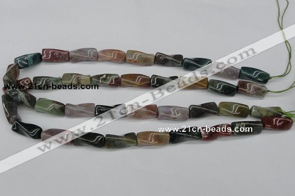 CTW136 15.5 inches 9*20mm twisted trihedron Indian agate beads