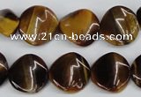 CTW14 15.5 inches 16mm twisted coin yellow tiger eye beads wholesale