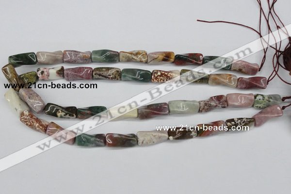 CTW144 15.5 inches 9*20mm twisted trihedron ocean agate beads