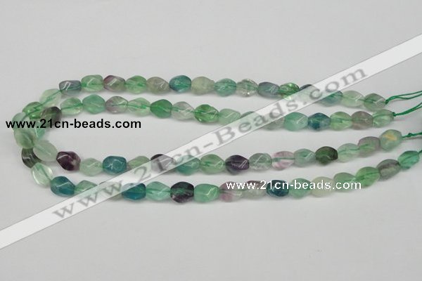 CTW147 15.5 inches 8*11mm twisted rice fluorite gemstone beads