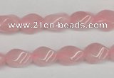 CTW148 15.5 inches 8*11mm twisted rice rose quartz beads