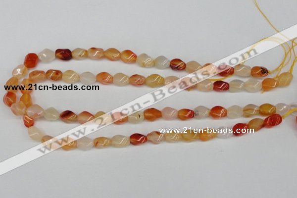 CTW150 15.5 inches 8*11mm twisted rice agate gemstone beads