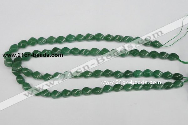 CTW152 15.5 inches 8*11mm twisted rice green aventurine beads