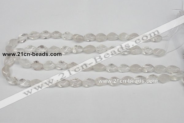 CTW153 15.5 inches 8*15mm twisted rice white crystal beads