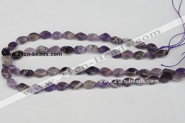 CTW154 15.5 inches 8*15mm twisted rice amethyst gemstone beads