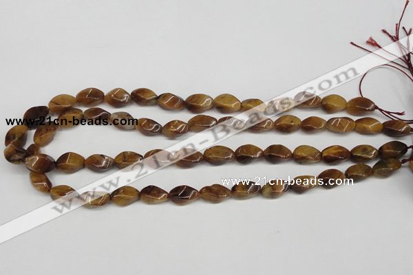 CTW156 15.5 inches 8*15mm twisted rice yellow tiger eye beads