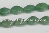 CTW157 15.5 inches 8*15mm twisted rice green aventurine beads