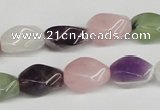 CTW158 15.5 inches 8*15mm twisted rice mixed gemstone beads