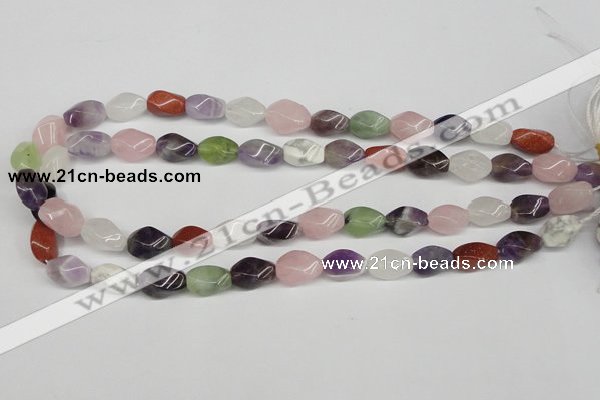 CTW158 15.5 inches 8*15mm twisted rice mixed gemstone beads