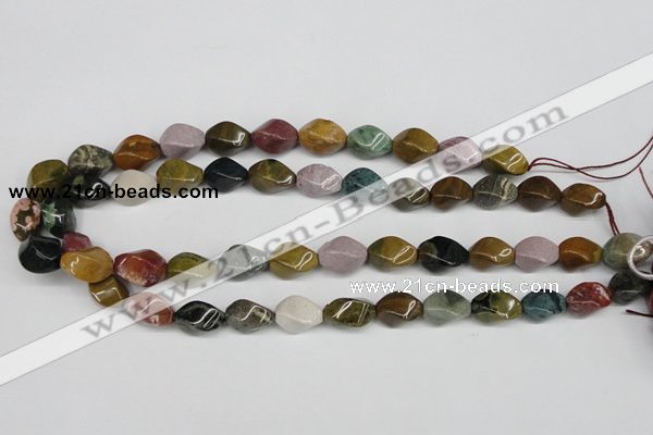 CTW159 15.5 inches 10*15mm twisted rice ocean agate gemstone beads